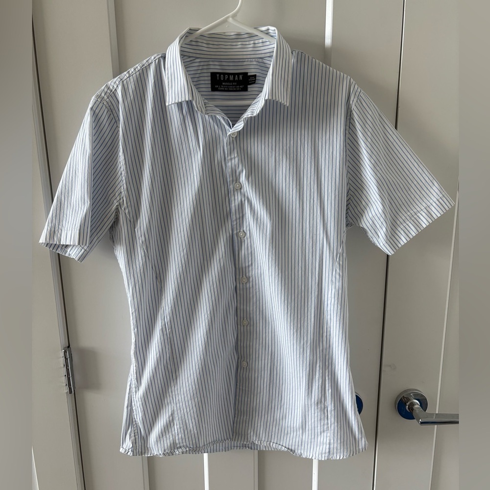 Topman Muscle Fit Striped Dress Shirt